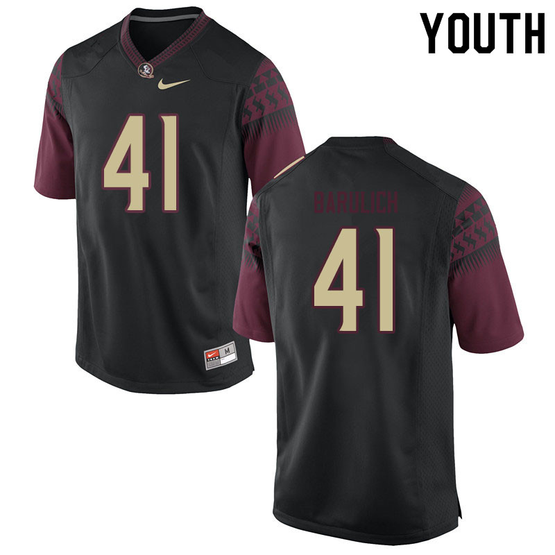 Youth #41 Michael Barulich Florida State Seminoles College Football Jerseys Sale-Black - Click Image to Close